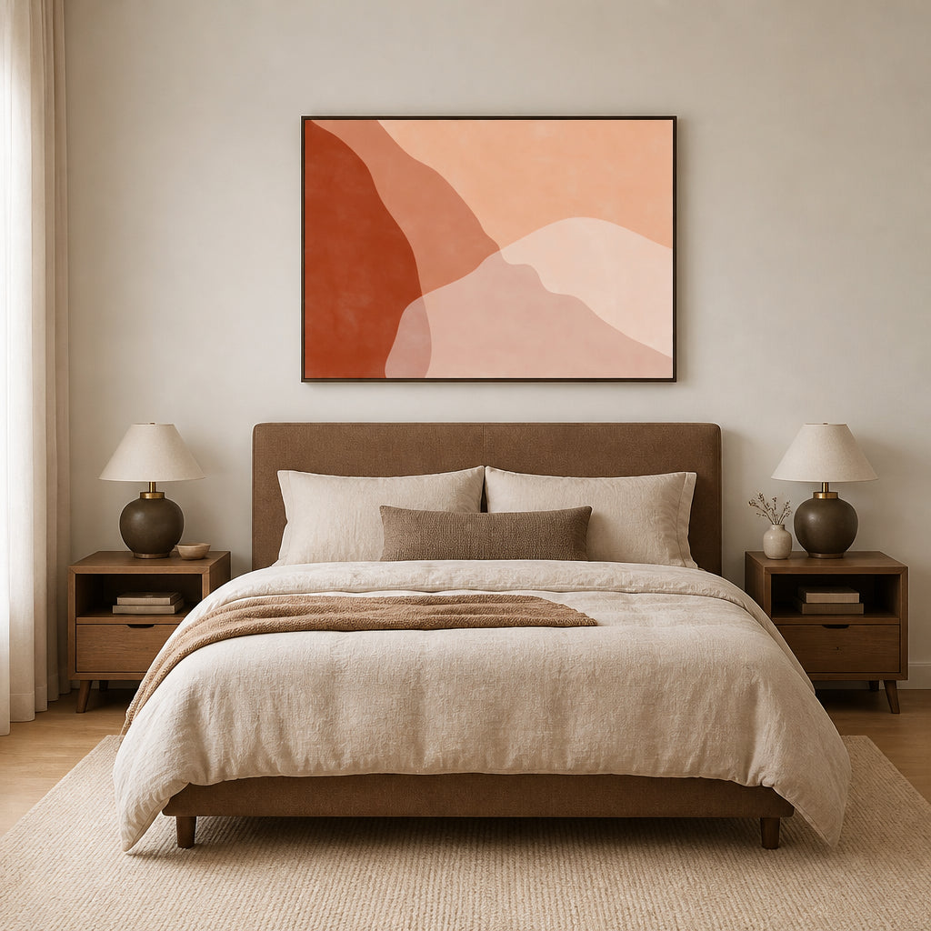 Blush Terracotta Flow Art Print shown in a styled room
