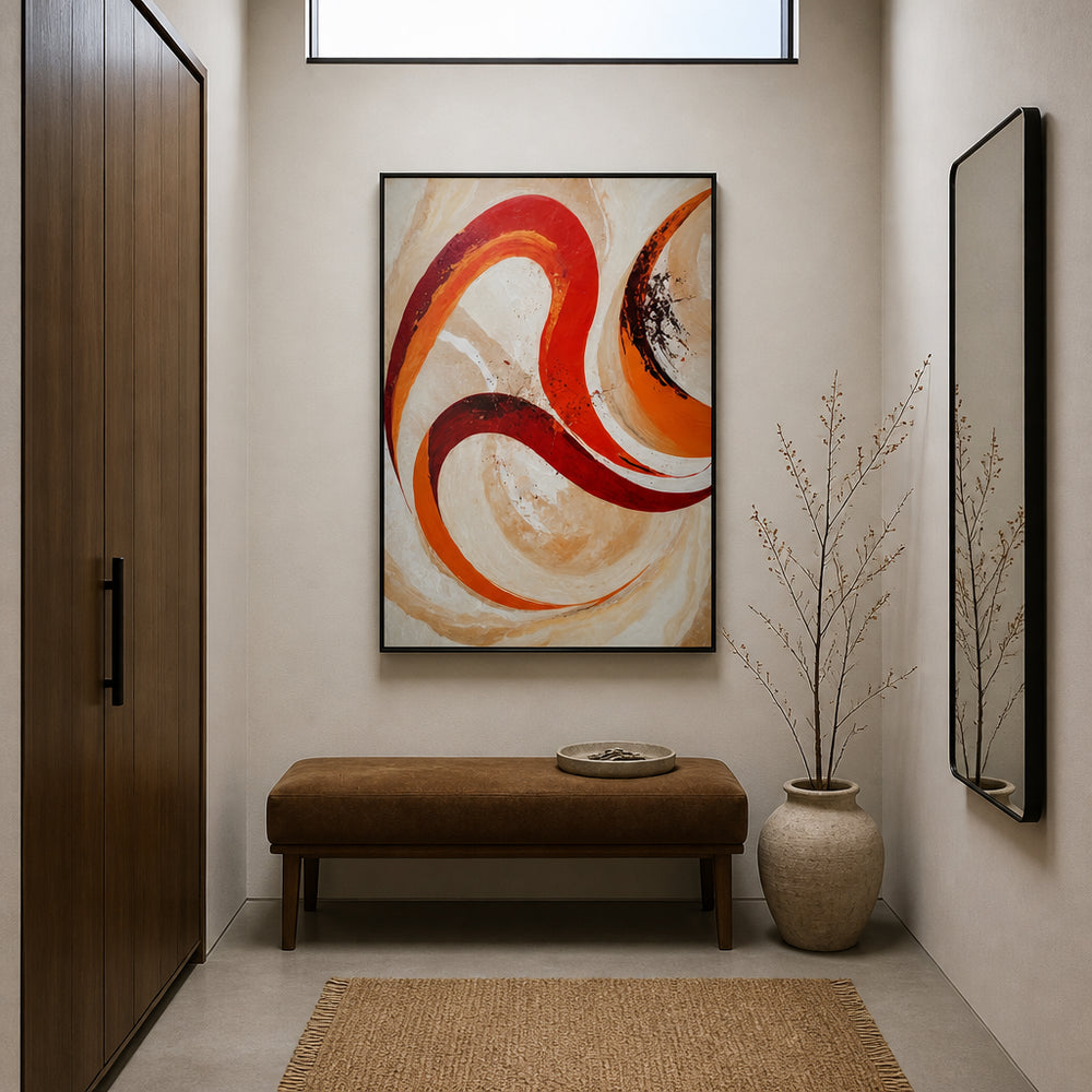 Room mockup featuring Vibrant Abstract Swirls Art Print