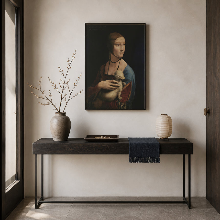 Lady with an Ermine by Leonardo da Vinci Art Print in a room setting