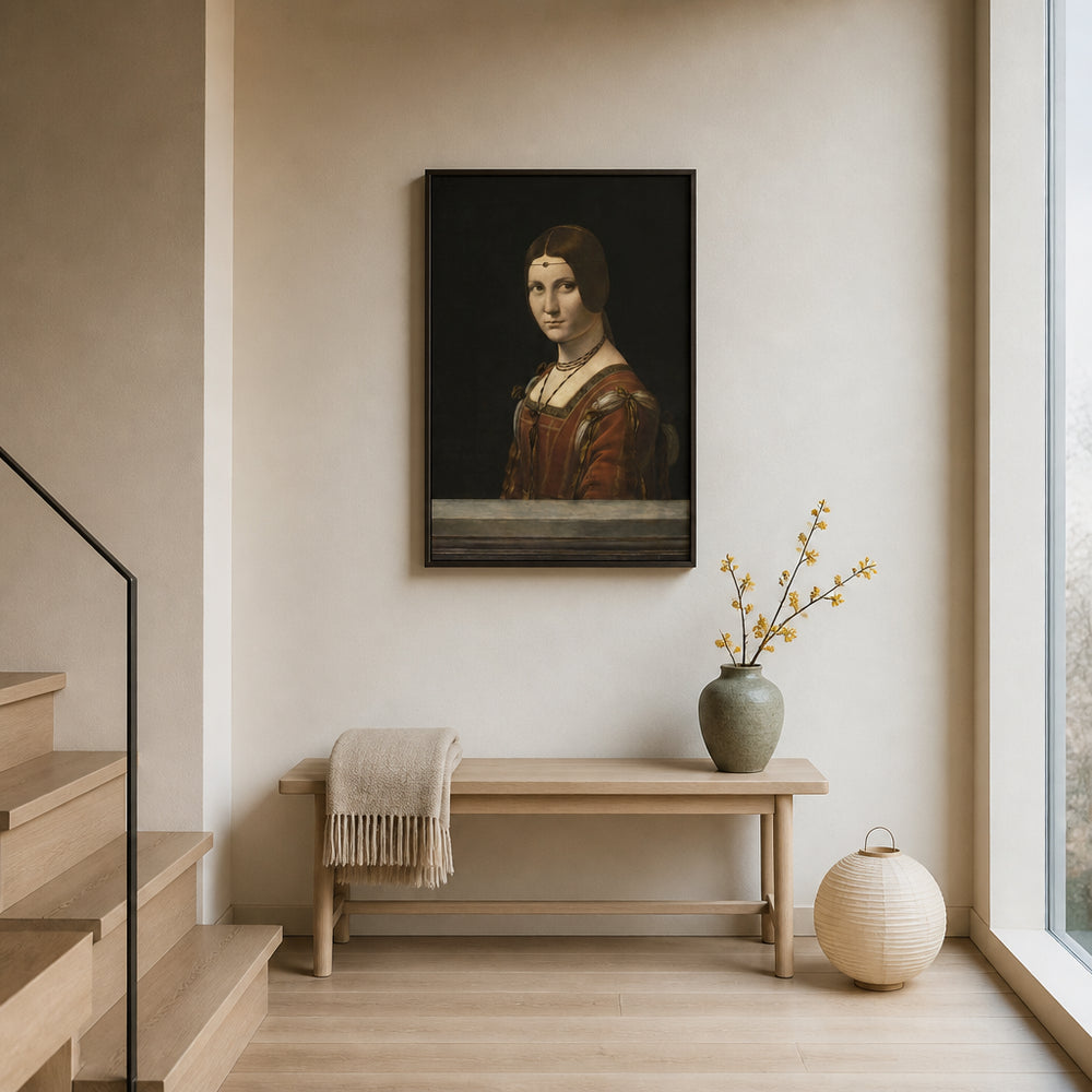 Room mockup featuring La Belle Ferronnière by Leonardo da Vinci Art Print