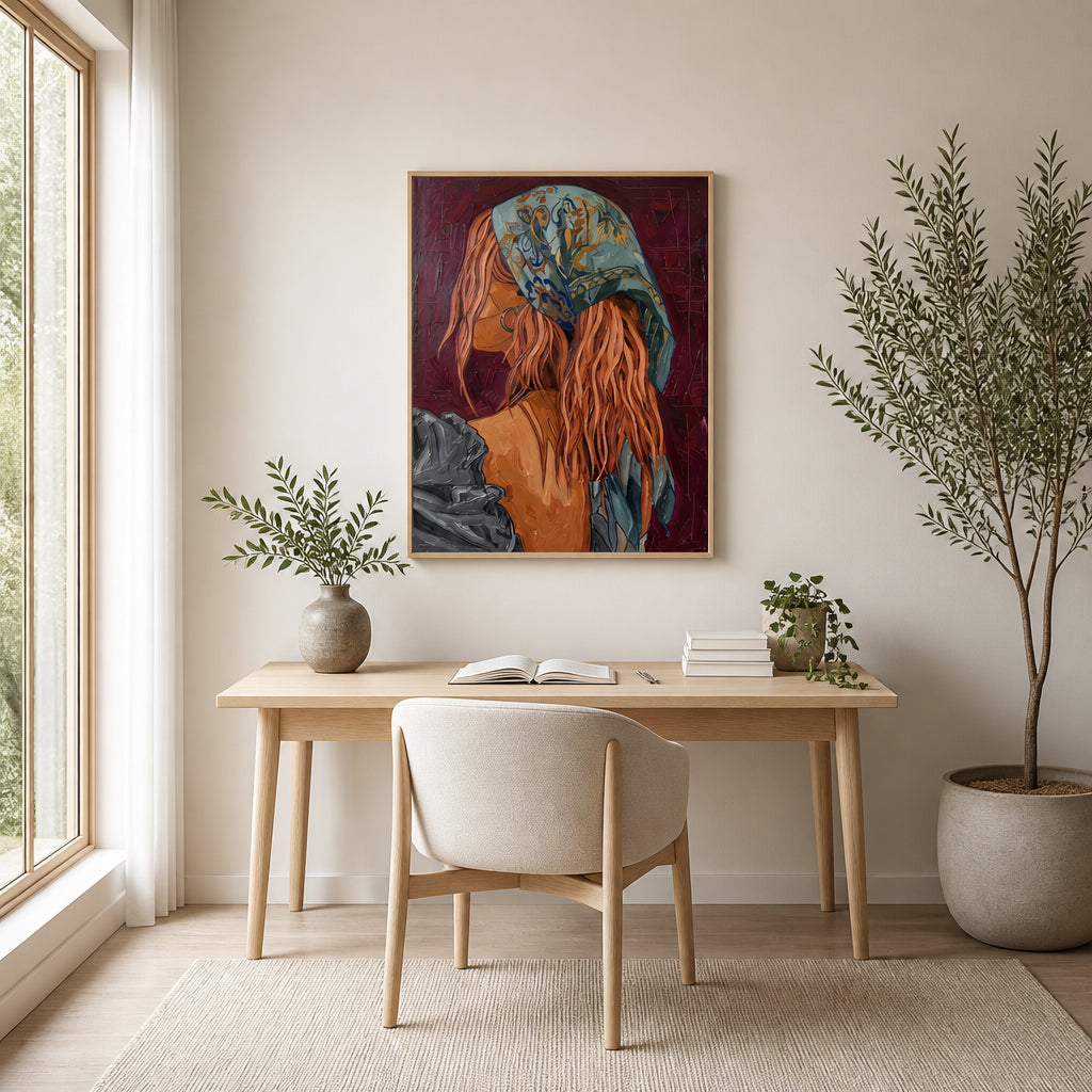 Room mockup featuring Bohemian Woman Portrait Art Print