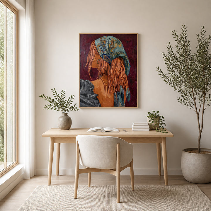 Room mockup featuring Bohemian Woman Portrait Art Print