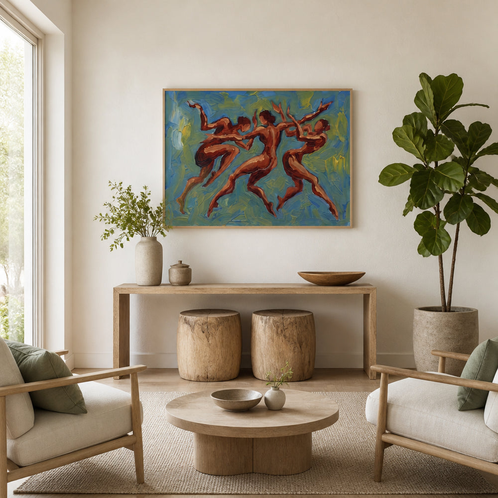 Room mockup featuring Dynamic Nude Dancers Art Print