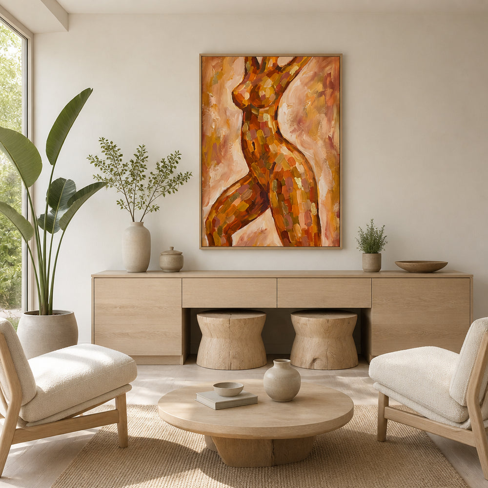 Room mockup featuring Golden Abstract Nude Art Print