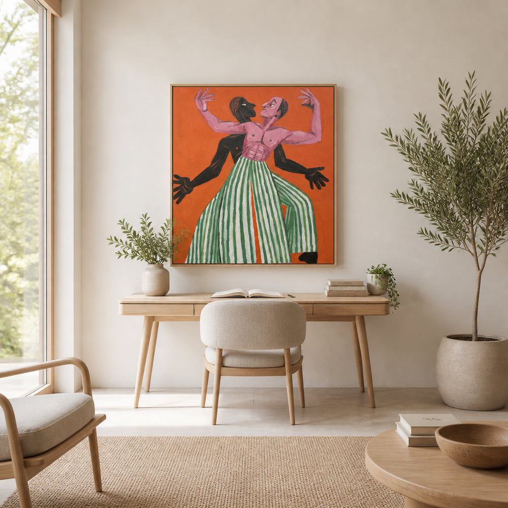 Room mockup featuring Vibrant Dancing Figures Art Print