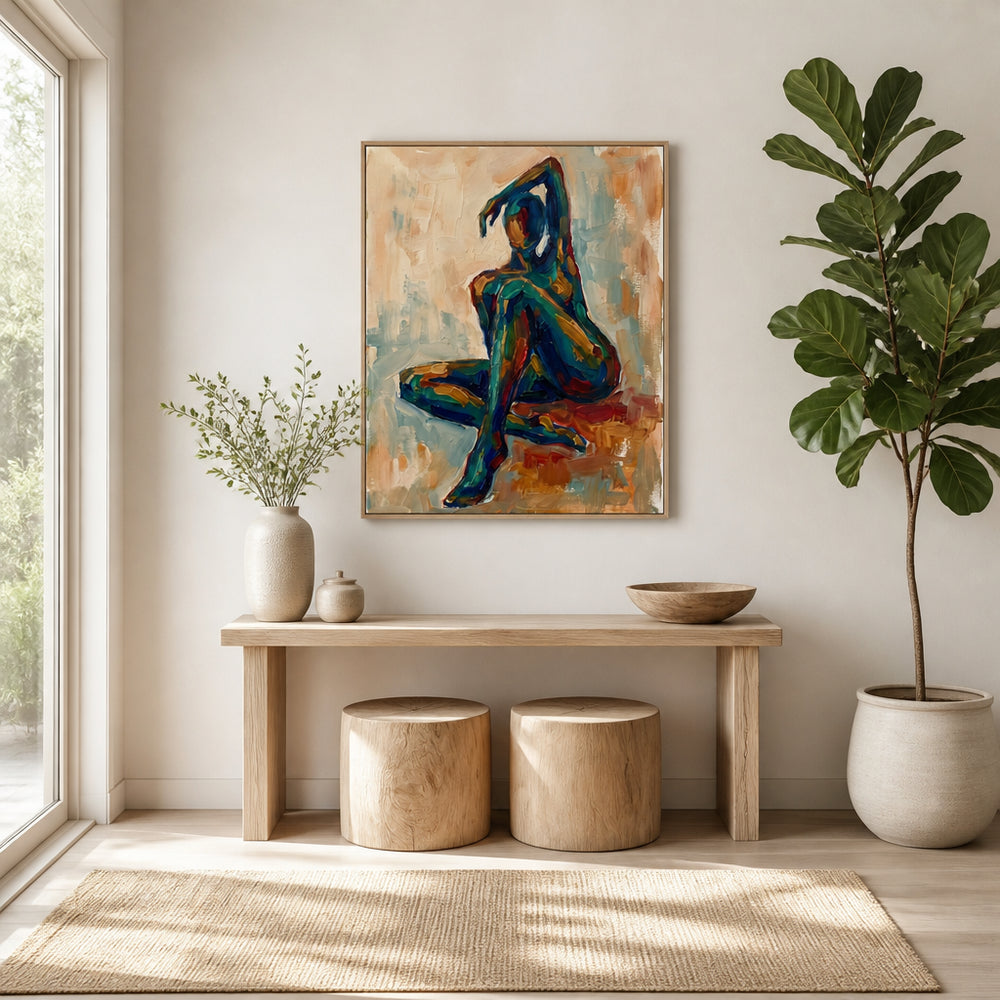 Room mockup featuring Vibrant Seated Form Art Print
