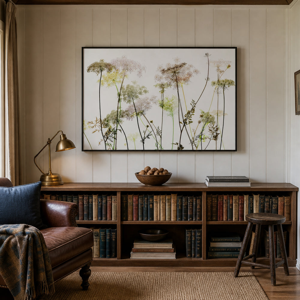 Room mockup featuring Delicate Wild Botanicals Art Print