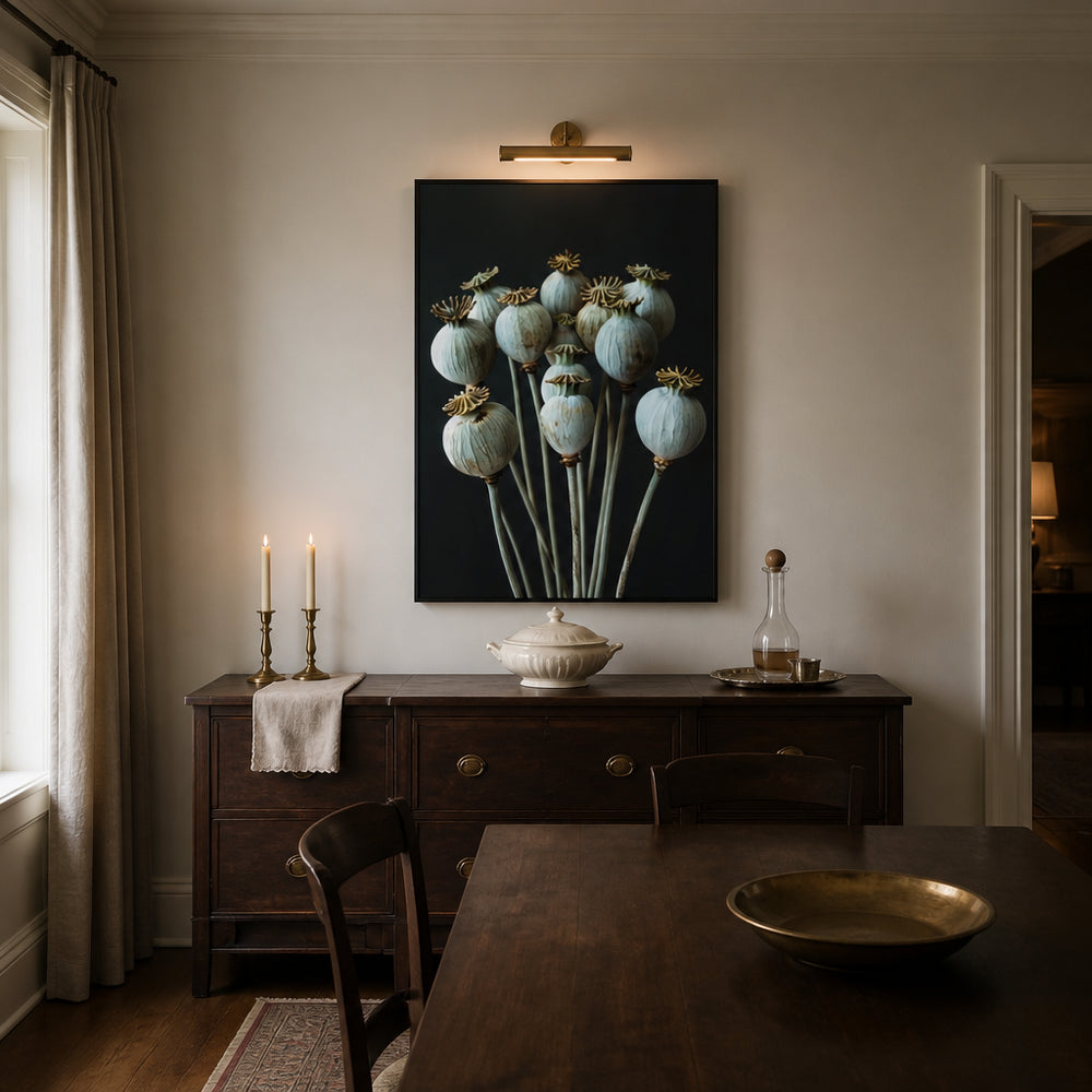 Room mockup featuring Dried Poppy Pods Photo Print