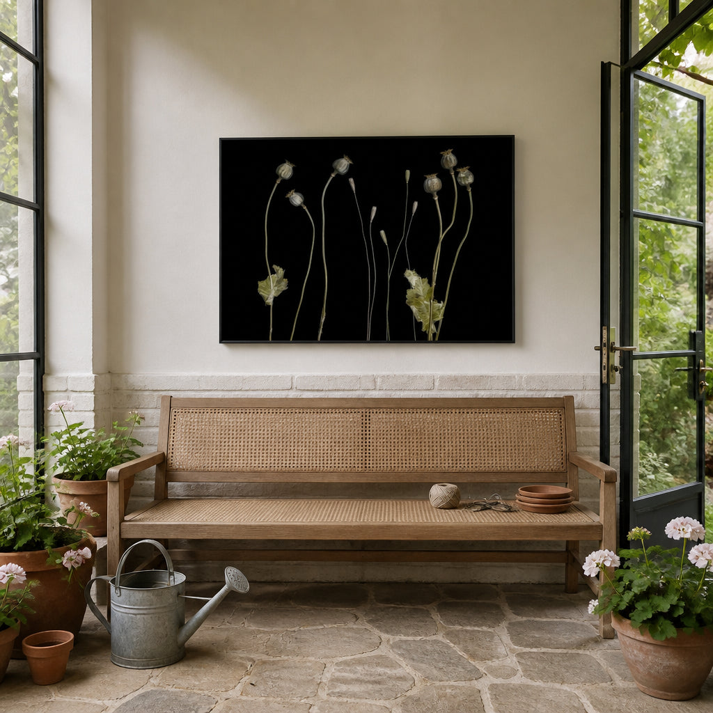 Room mockup featuring Elegant Dried Poppies Art Print