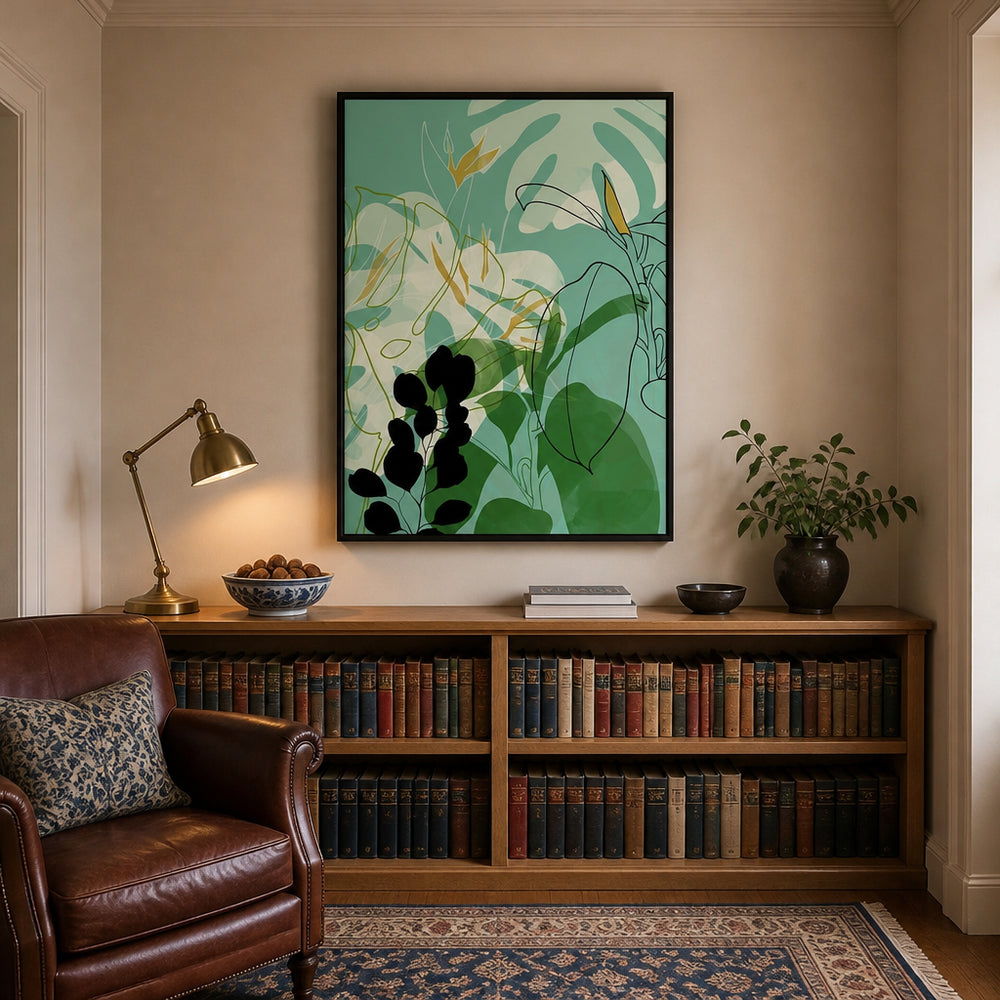 Room mockup featuring Leaves Line Boho Art Print