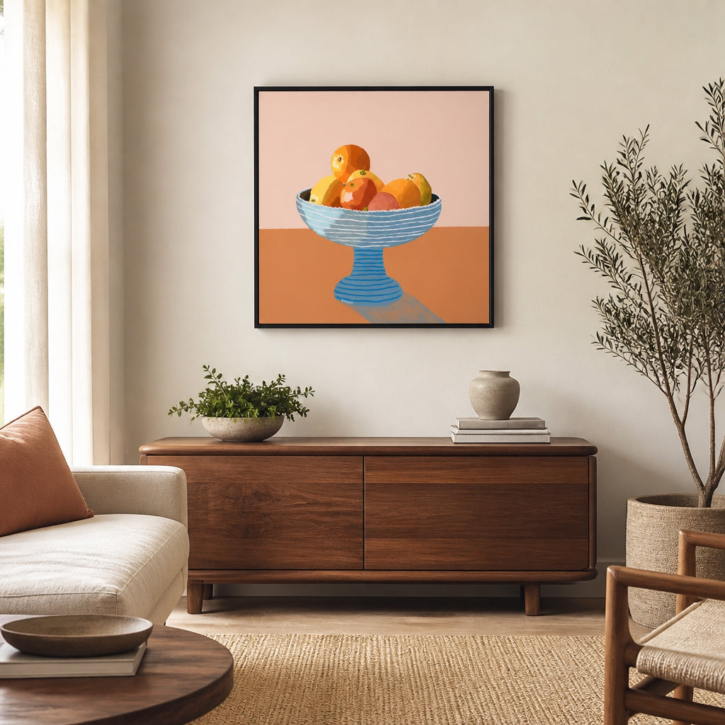 Room mockup featuring Fresh Citrus Fruit Bowl Art Print