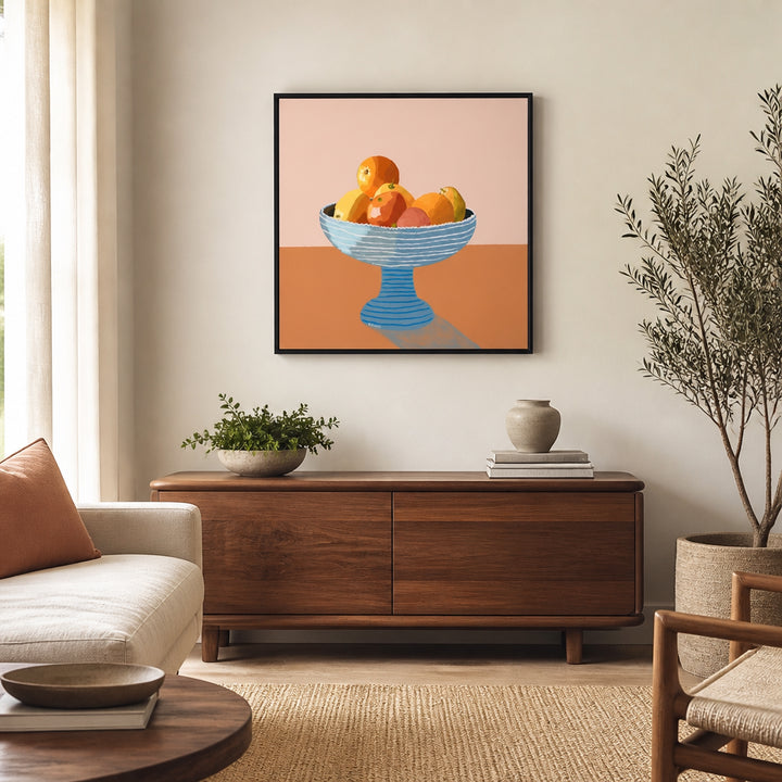 Room mockup featuring Fresh Citrus Fruit Bowl Art Print