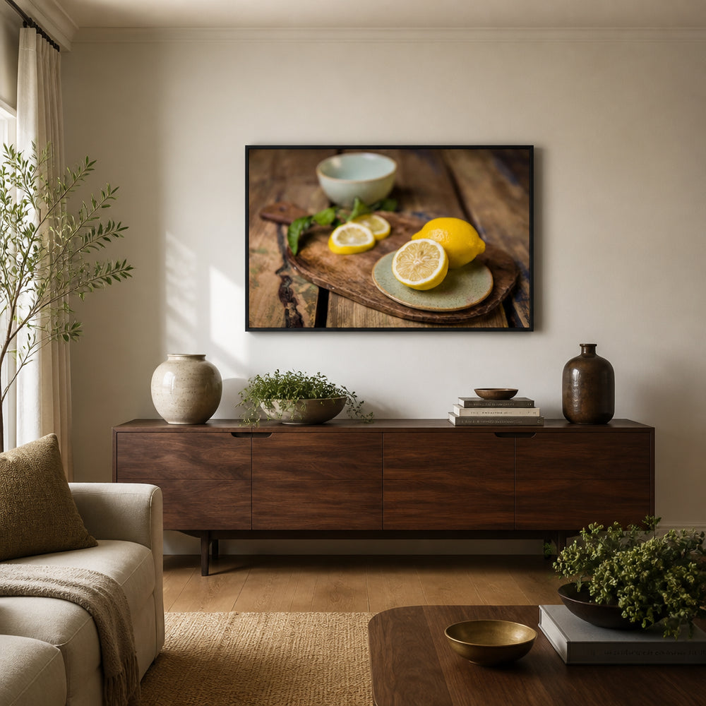 Room mockup featuring Fresh Sliced Lemons Photo Print