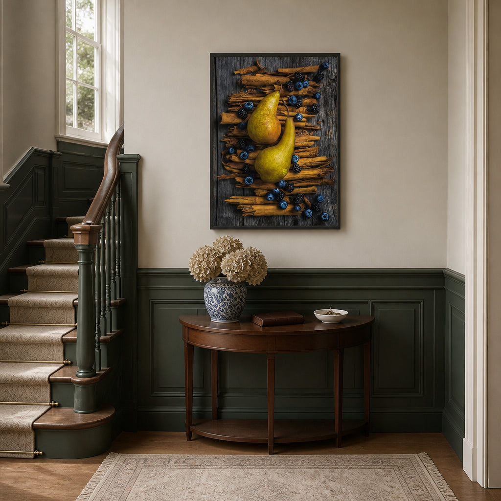 Room mockup featuring Rustic Pears and Berries Photo Print
