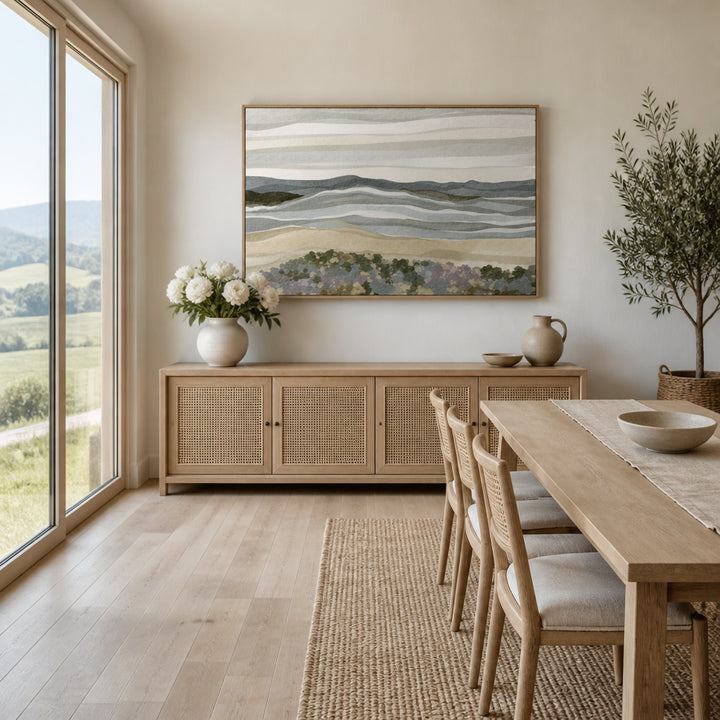 Room mockup featuring Abstract Coastal Serenity Art Print