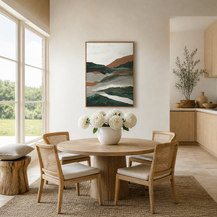 Room mockup featuring Abstract Mountain Valley Art Print