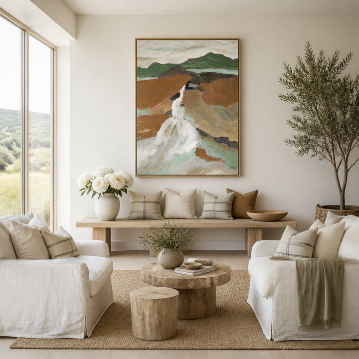 Room mockup featuring Abstract Mountain Waterfall Art Print