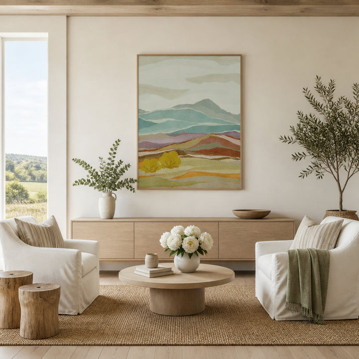 Room mockup featuring Layered Mountain Landscape Art Print