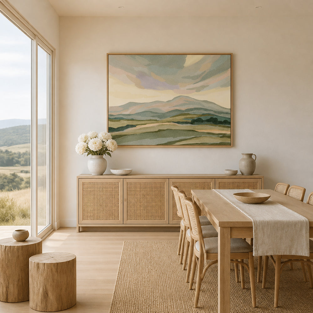 Room mockup featuring Muted Mountain Landscape Art Print