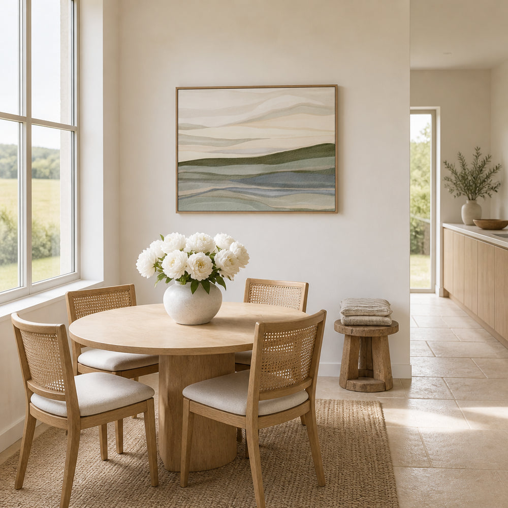 Room mockup featuring Olive Ridge in Soft Layers Art Print