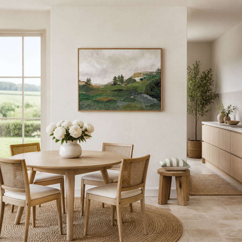 Room mockup featuring Peaceful Hillside Landscape Art Print