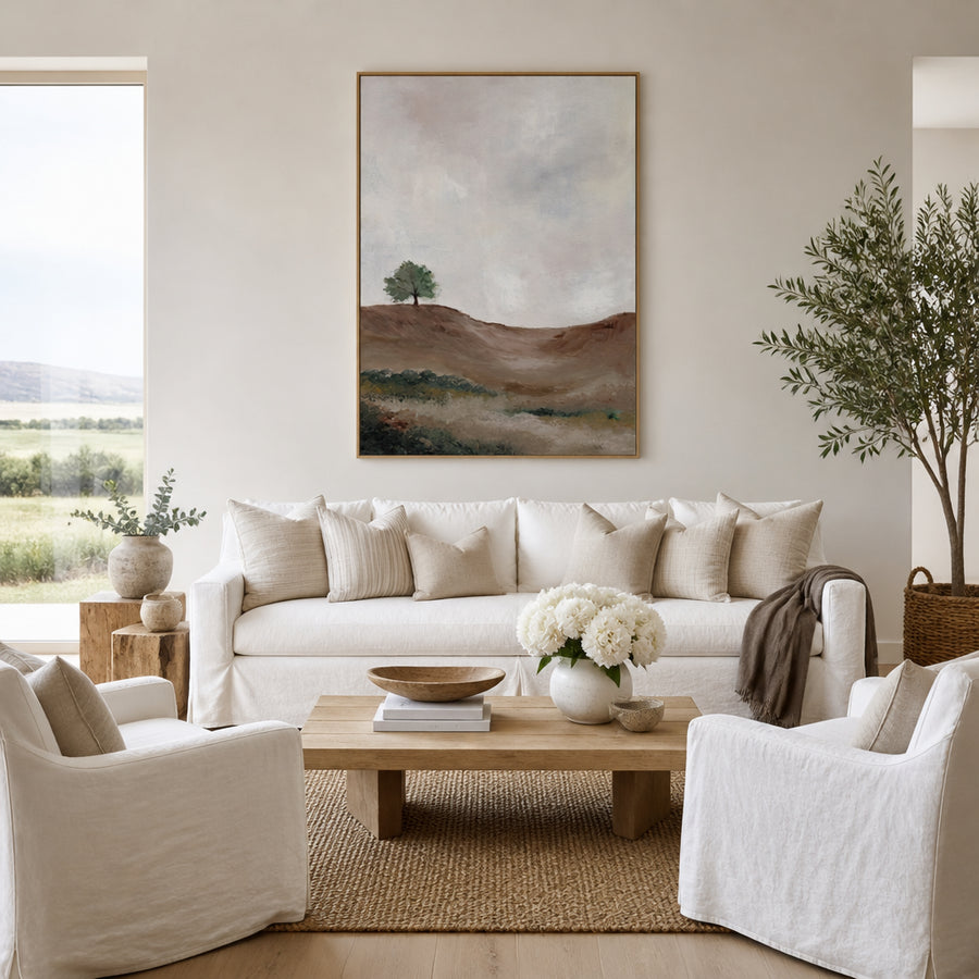 Solitary Tree Landscape Art Print in a room setting