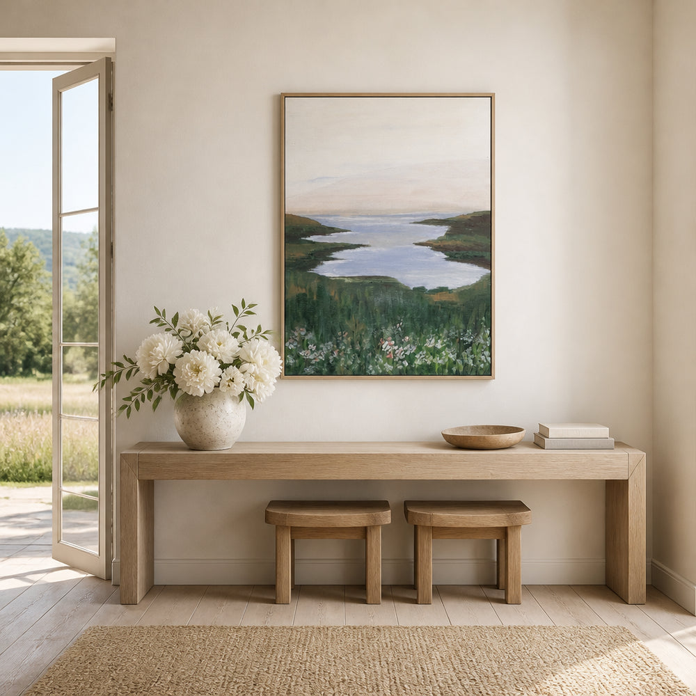 Room mockup featuring Wildflower Coast View Art Print