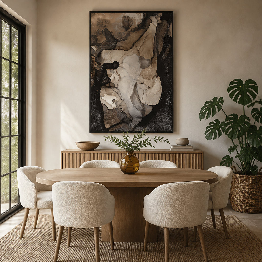Room mockup featuring Organic Shapes in Earthy Tones Art Print