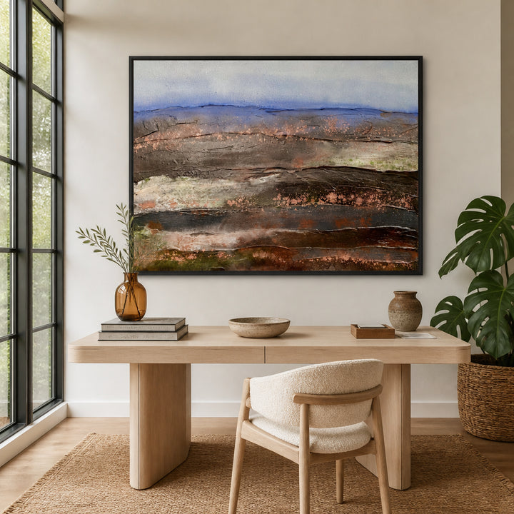 Room mockup featuring Textured Earth Horizon Art Print