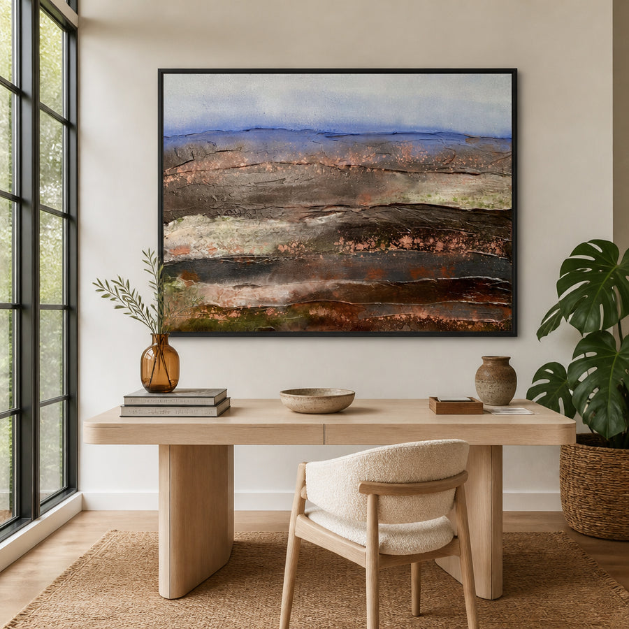 Textured Earth Horizon Art Print in a room setting