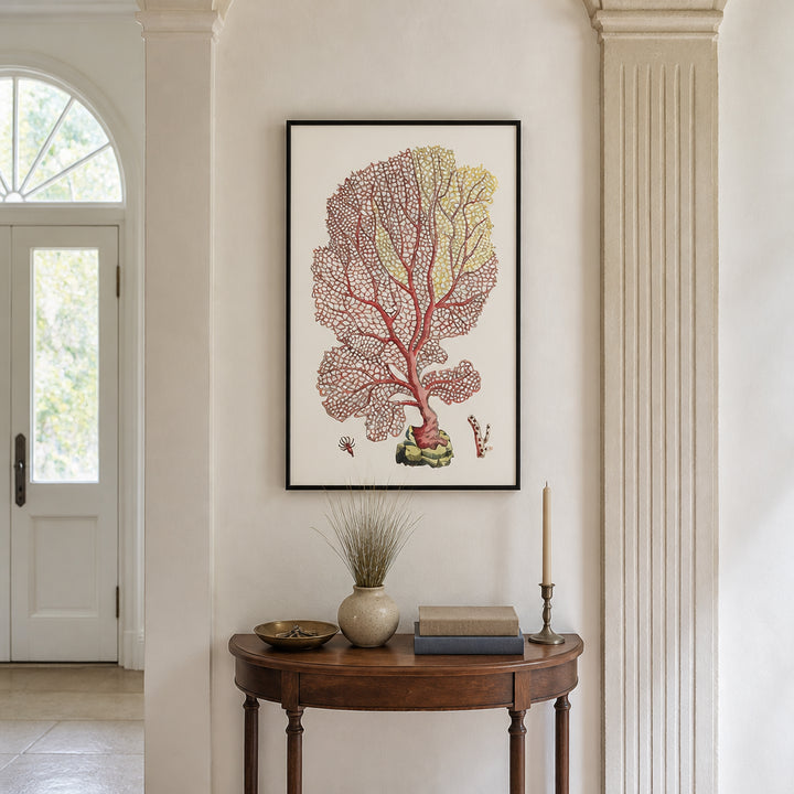 Room mockup featuring Venus's Fan Coastal Coral Art Print