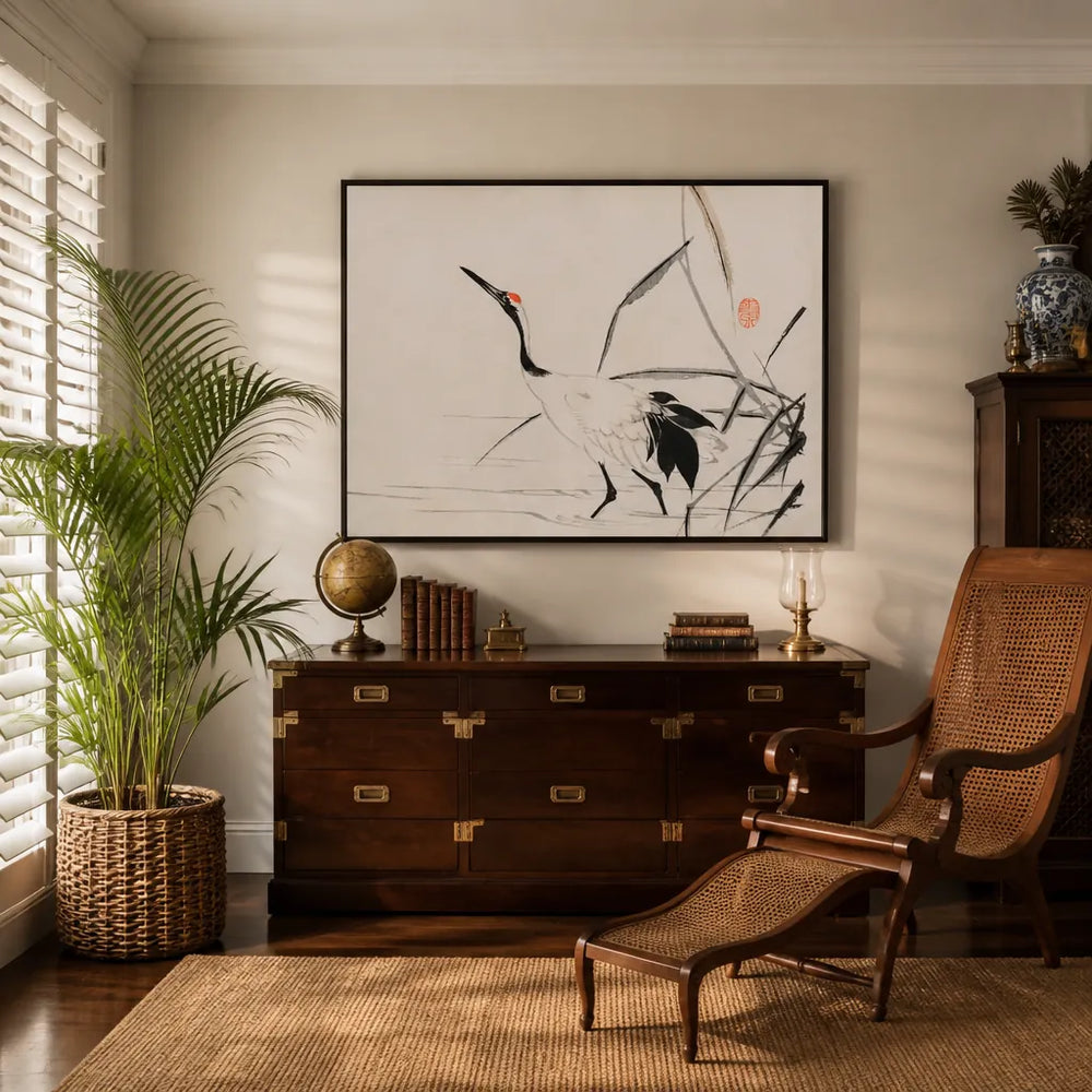 Room mockup featuring Japanese Crane Wall Art Print