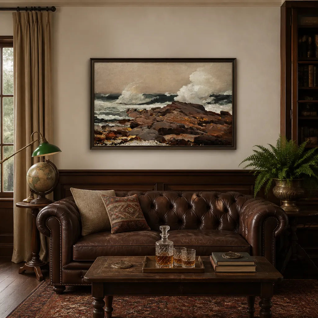 Eastern Point by Winslow Homer Coastal Art Print shown in a styled room