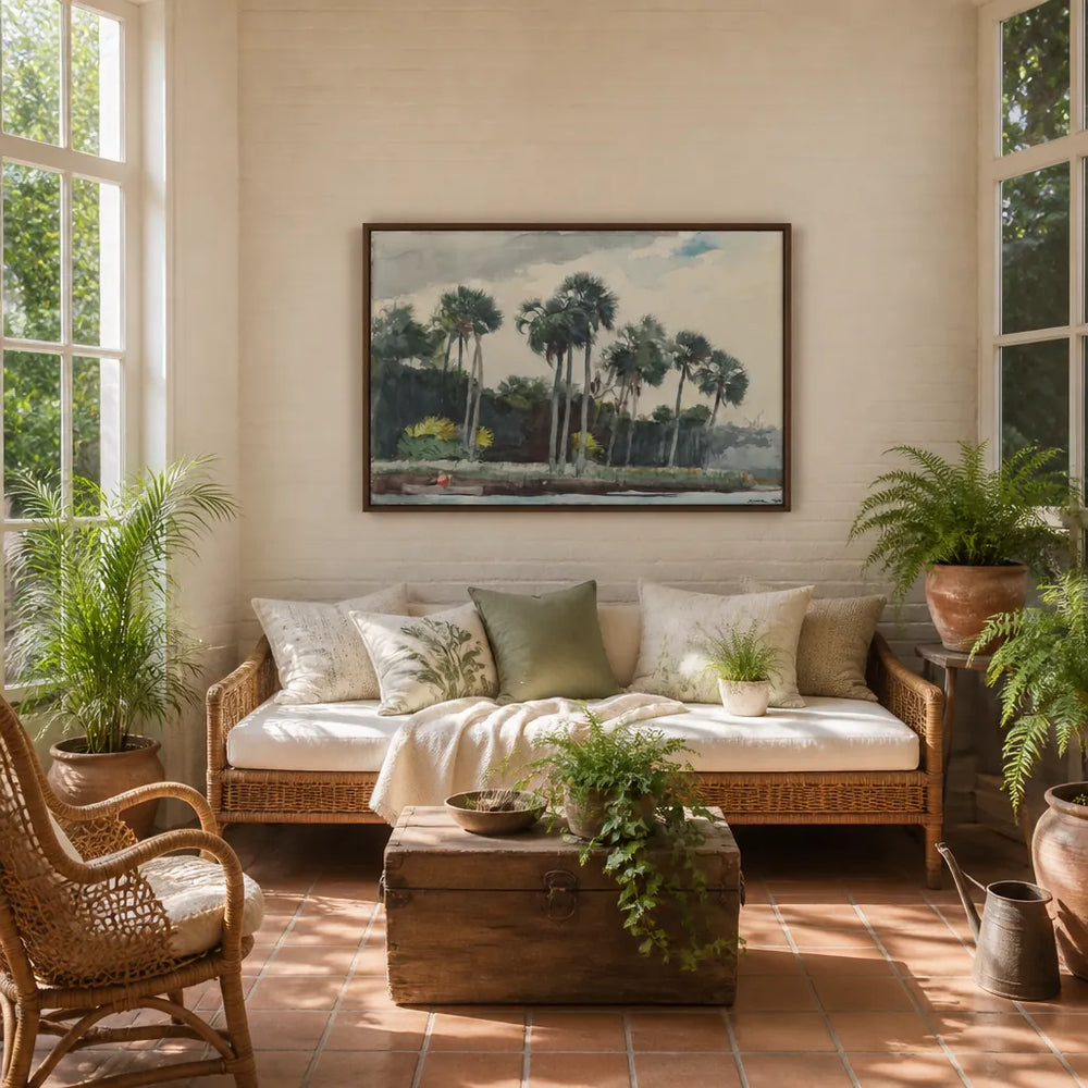 Room mockup featuring Florida by Winslow Homer Landscape Art Print