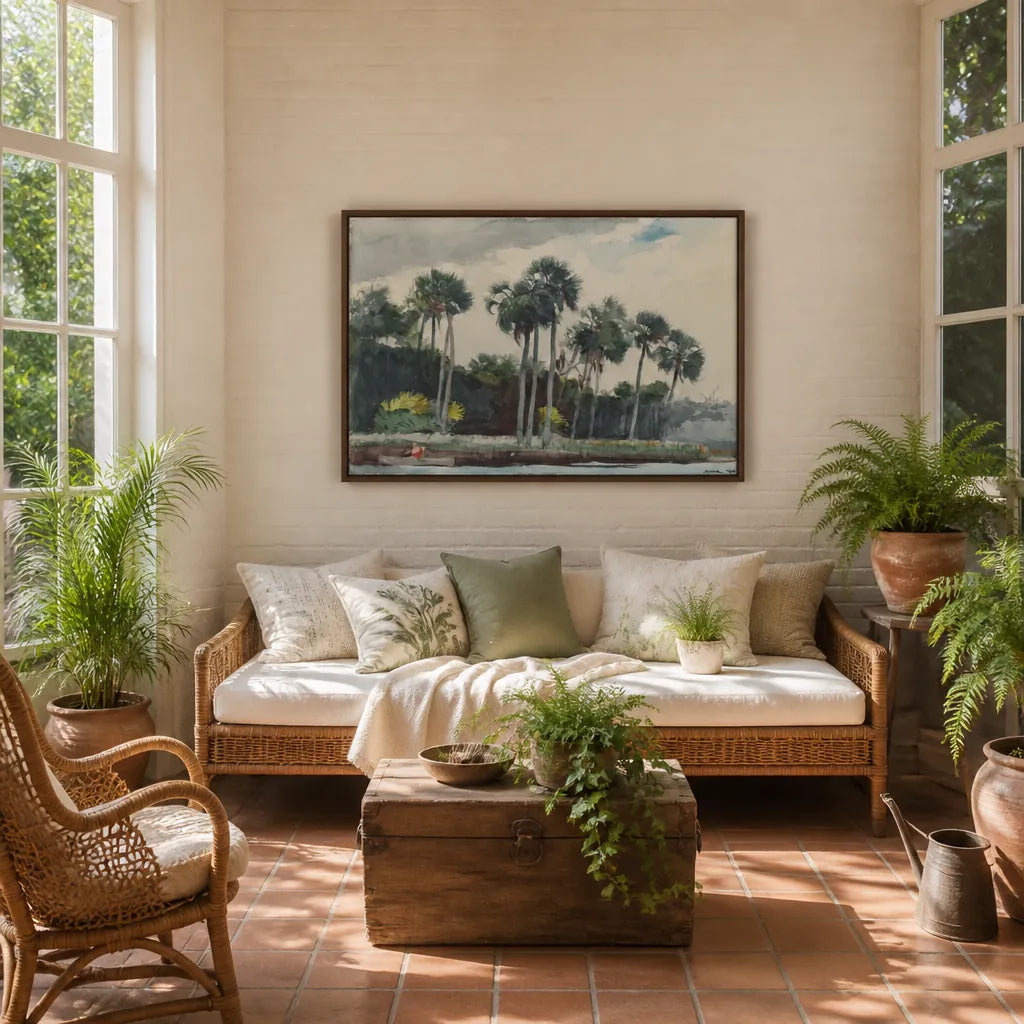 Room mockup featuring Florida by Winslow Homer Landscape Art Print
