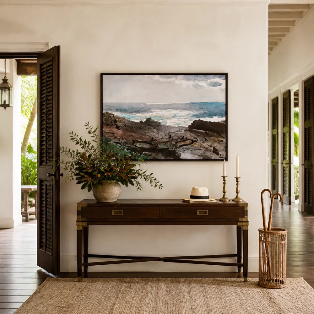 Room mockup featuring Sunshine & Shadow by Winslow Homer Art Print