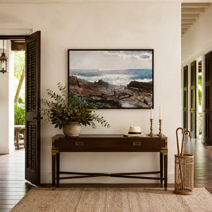 Room mockup featuring Sunshine & Shadow by Winslow Homer Art Print