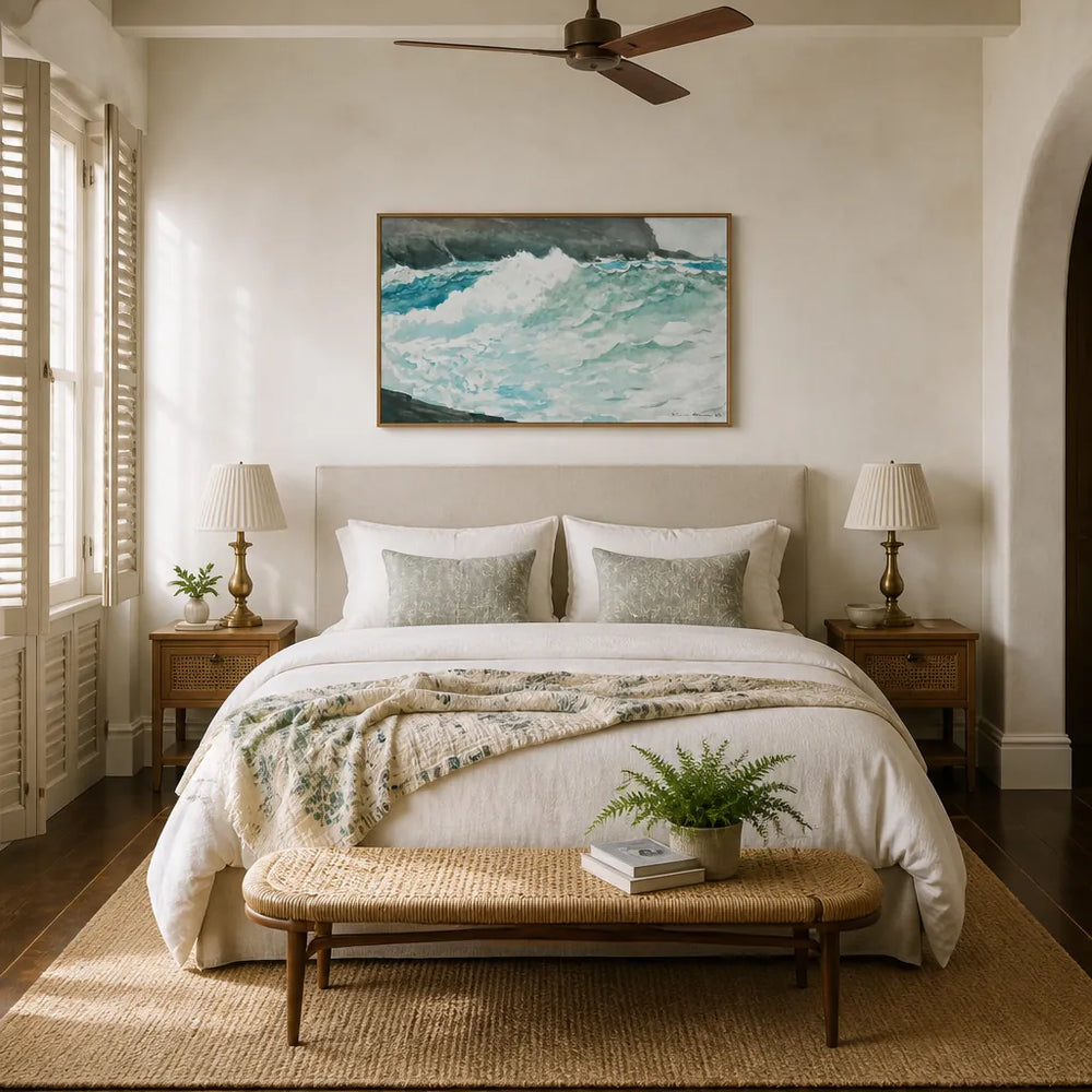 Room mockup featuring Surf by Winslow Homer