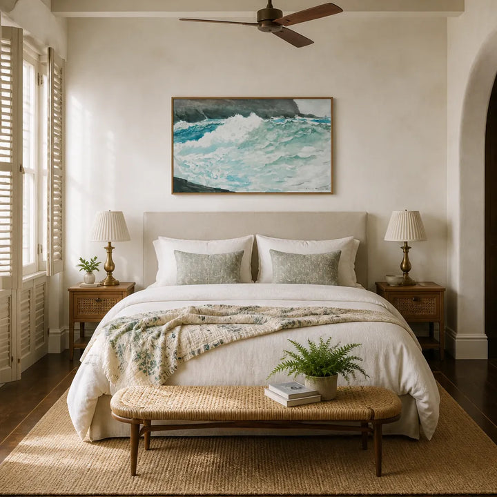 Room mockup featuring Surf by Winslow Homer