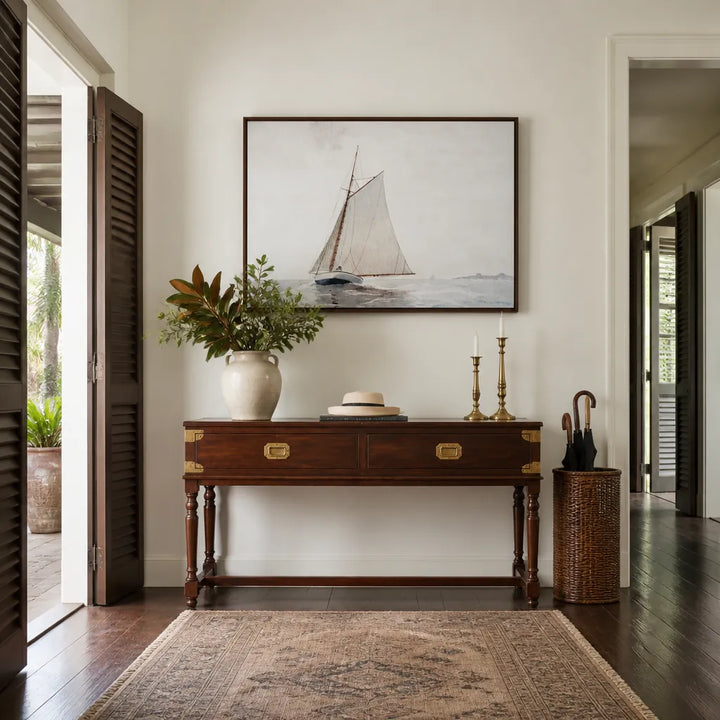 Room mockup featuring Sailing off Gloucester by Winslow Homer Art Print