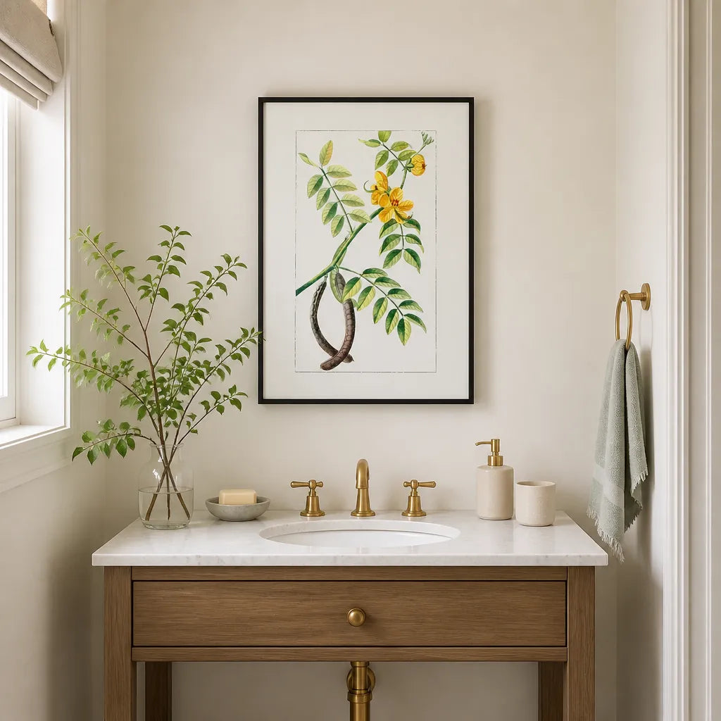 Room mockup featuring Coffee Senna Flower Vintage Art Print