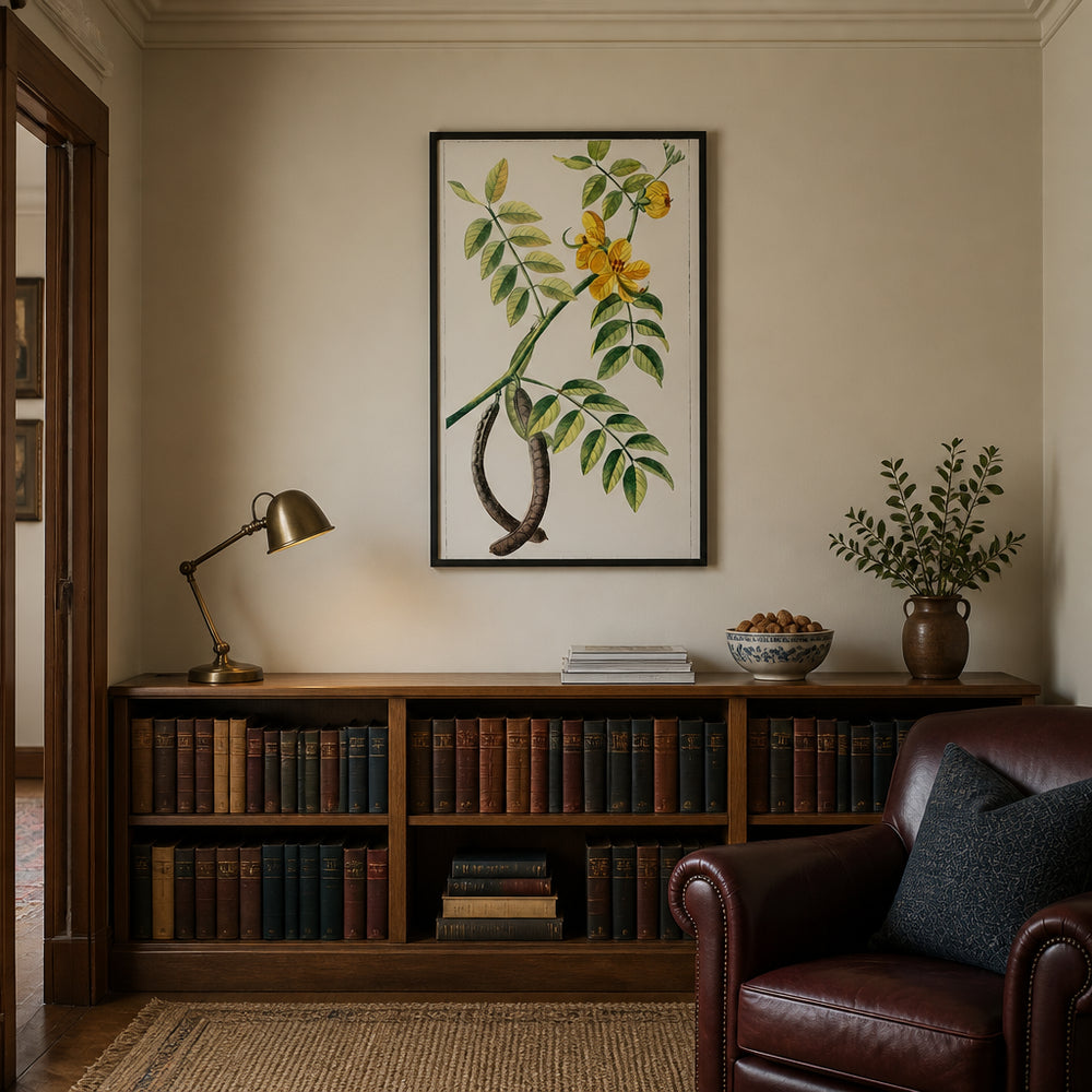 Room mockup featuring Coffee Senna Flower Vintage Art Print