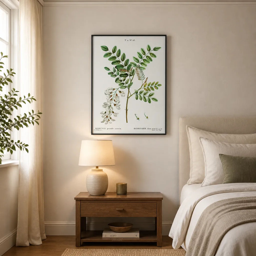 Room mockup featuring Black Locust Vintage Floral Art Print