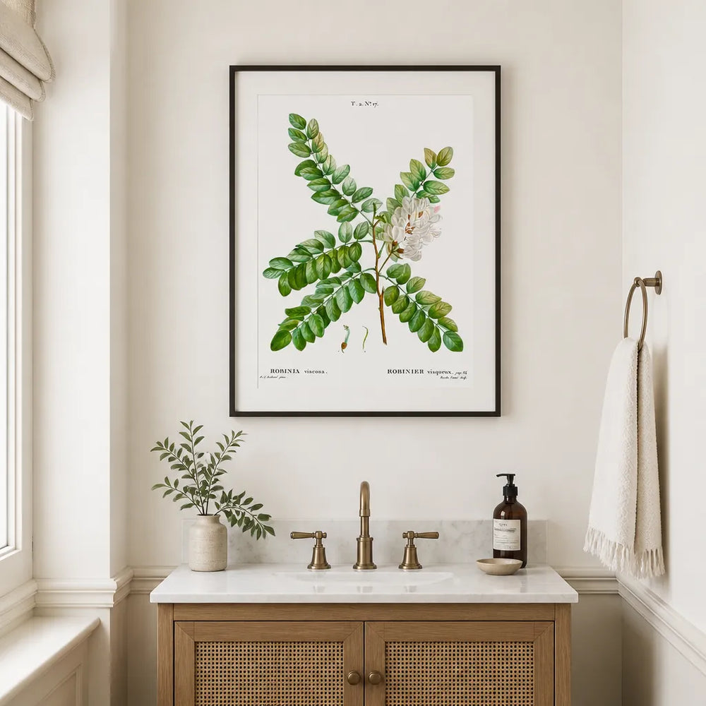 Room mockup featuring Clammy Locust Vintage Floral Art Print