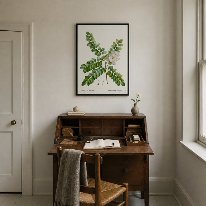 Room mockup featuring Clammy Locust Vintage Floral Art Print