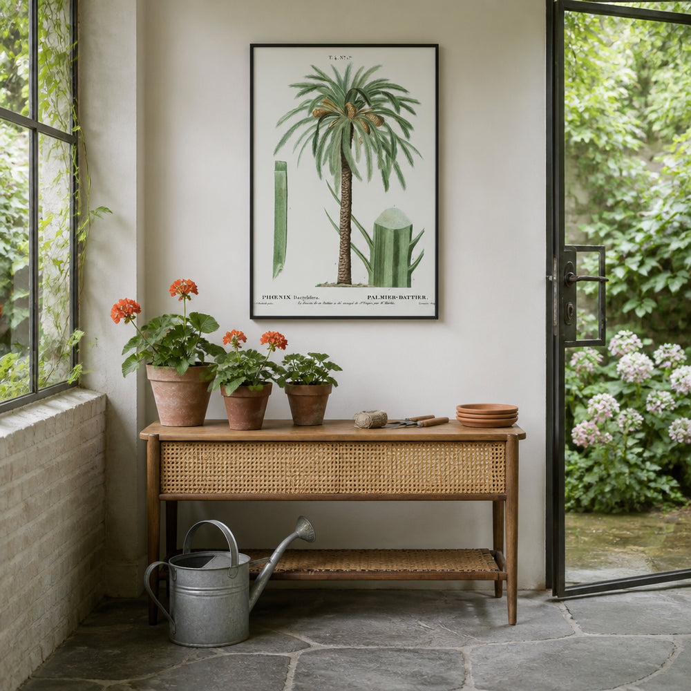 Room mockup featuring Vintage Date Palm Art Print