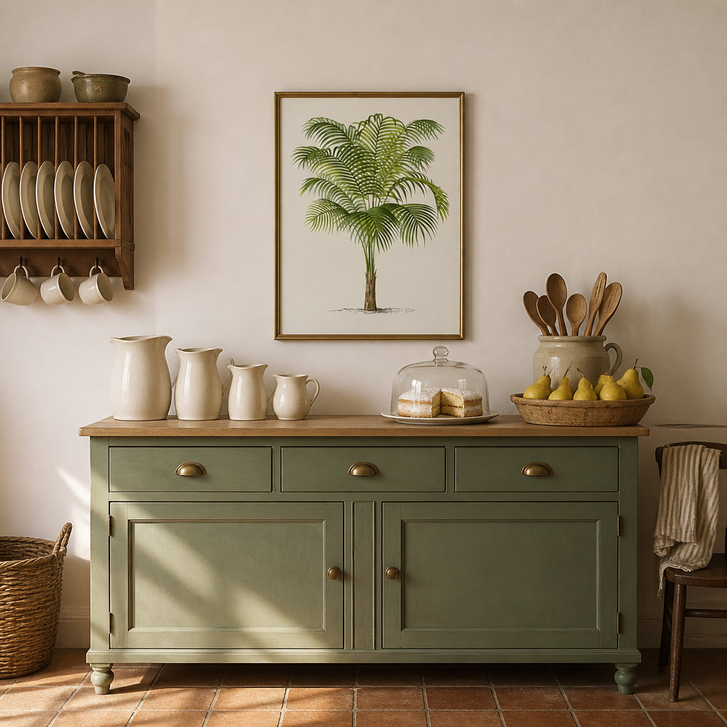 Vintage Palm Art Print 10 shown in a styled room