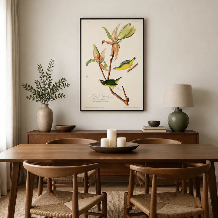 Room mockup featuring Kentucky Warbler Art Print
