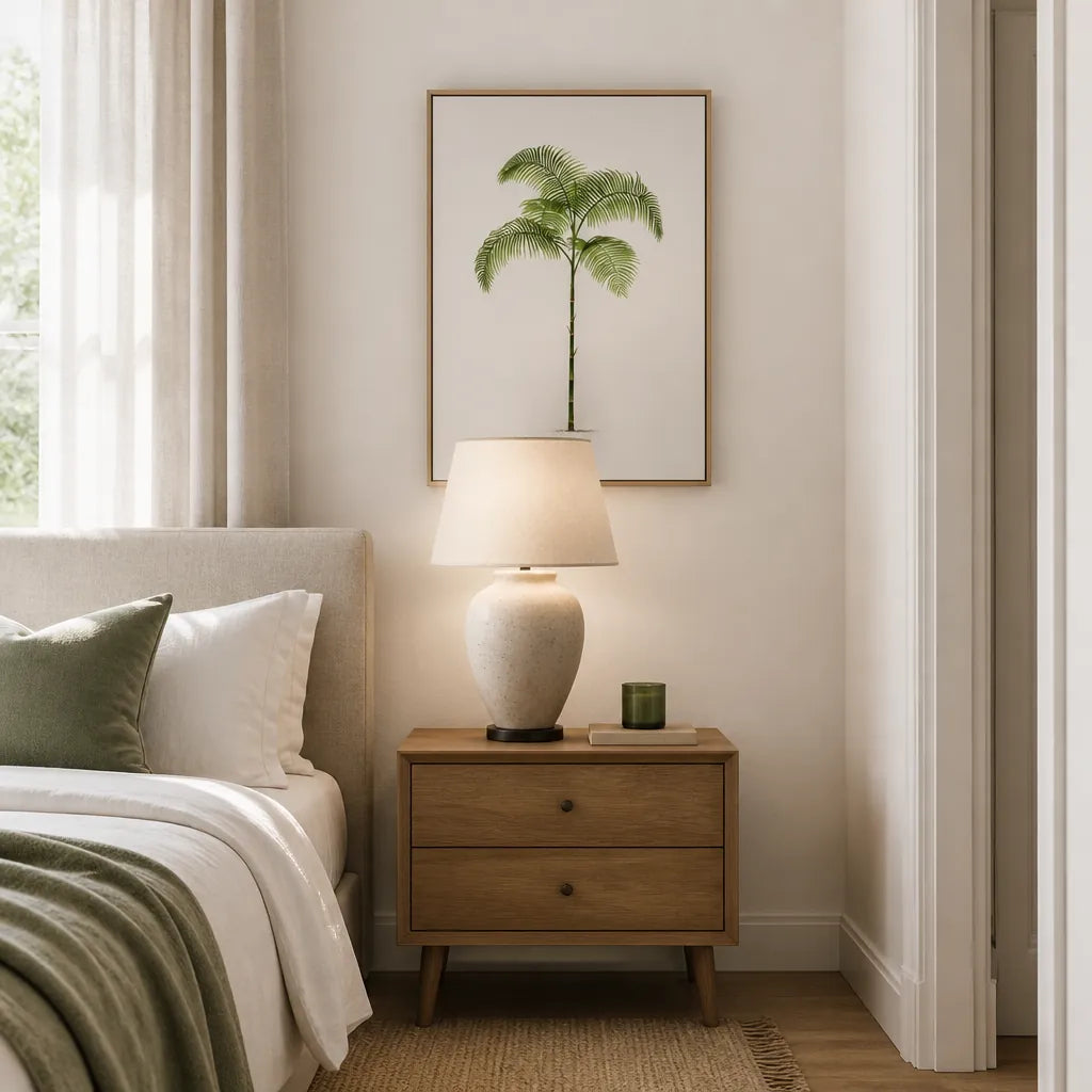 Pair of Vintage Palm Art Prints 3 shown in a styled room