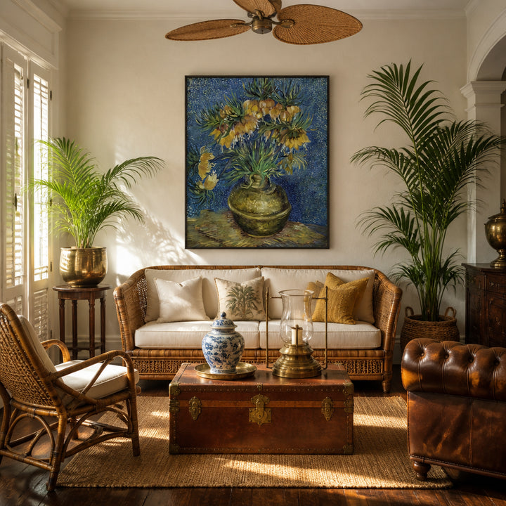 Room mockup featuring Imperial Fritillaries Van Gogh Still Life Art Print